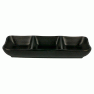 Plat 3 compartiments mélamine noir 19,5x8,3x2,5cm - par 15
