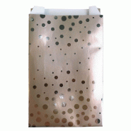 Pochettes cadeaux Bulles argent rose poudré 12x4,5x20cm - par 50