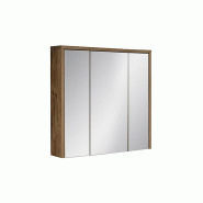 STELLAMEUBLES Armoire miroir 3 portes – 80 cm – Finition Chêne Hunton – HAMPTON - 5907611649855