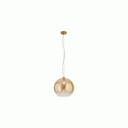 Suspension en verre soufflé ambré teinté, structure en laiton bruni et aluminium, douille E27, diamètre 35 cm - Perenz - marron 8524 AM