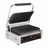 Cuistance Grill panini professionnel en inox surface supérieure et inférieure rainurées – Thermostat réglable - PGMA Cuistance Grill panini professionnel en inox surface supérieure et inférieure rainurées – Thermostat réglable - PGMA
