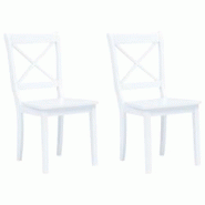 Décoshop26 - Lot de 2 chaises de salle à manger cuisine design classique blanc bois d'hévéa massif CDS020160 - blanc 3001060999782 Décoshop26 - Lot de 2 chaises de salle à manger cuisine design classique blanc bois d'hévéa massif CDS020160 - blanc 3001060999782