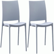 Décoshop26 - Lot de 2 chaises empilable design en plastique couleur gris clair résistant aux UV – jardin terrasse et intérieur 10_0007912 - gris