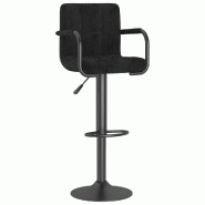 Décoshop26 - Tabouret de bar x1 chaise haute avec dossier et accoudoirs en velours noir cadre en acier noir DEC029536 - noir acier 3000257424007