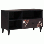 Helloshop26 - Armoire de rangement moderne avec tiroir 80 x 33,5 x 46 cm design floral stylé en bois de mangue massif 02_0057859 - Bois massif 300024