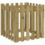 Helloshop26 - Jardinière bac lit surélevé plantes fleurs terrasse jardin avec design de clôture 60 x 60 x 60 cm pin imprégné marron 02_0038107 - Helloshop26 - Jardinière bac lit surélevé plantes fleurs terrasse jardin avec design de clôture 60 x 60 x 60 cm pin imprégné marron 02_0038107 -