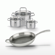 Lot de 3 Faitouts 12/14/20 cm et Poêle 32 cm Elo Relief Evolution - gris inox 3176239957518