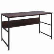 Mendler Bureau HWC-K80, table de bureau table d'ordinateur table de travail table de rangement, métal MDF 120x60cm ~ marron - marron métal 98649