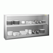 Placard mural inox 2000x400 mm - Hauteur 800 mm ouvert PREMIUM - GOLDINOX - gris inox 3701770820375