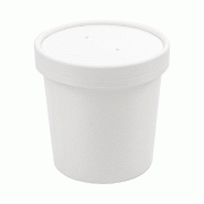 Pot à soupe + couvercle en carton blanc 360ml Ø9/7,2x8,4cm - par 250