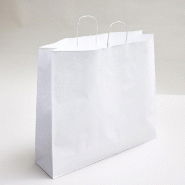 Sac kraft lisse poignées torsadées blanc 54x14x48cm- par 50