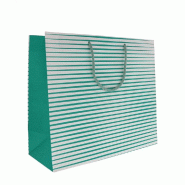 Sac papier bicolore turquoise et blanc 35+14x31cm - par 10