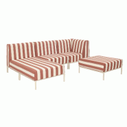 Salon de jardin bas modulable rayé 4 places terracotta - rouge aluminium 115913