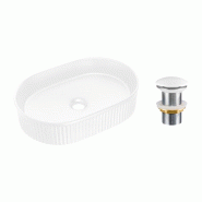 STELLAMEUBLES Ensemble Vasque BEYOND 5 + Bonde Click-Clack Blanc Brillant - 5907611673867