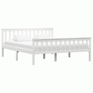VidaXL Cadre de lit sans matelas blanc bois de pin massif 160x200 cm Modèle Quervessal - 283218