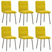 VidaXL Chaises à manger lot de 6 jaune velours Modèle Rosalie - 3315686