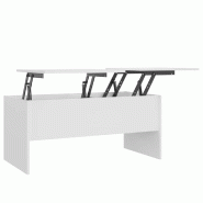 VidaXL Table basse Blanc 102x50,5x46,5 cm Bois d'ingénierie Modèle Grandeur - 809719