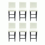 VidaXL Tabourets De Bar Lot De 6 Blanc Similicuir - blanc 160720