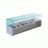 Vitrine à ingrédients inox +2/+8°c verre droit 4 gn 1/3 et 1 gn 1/2... - PVRX1400/380