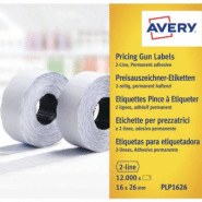 Avery Rouleau d'étiquettes pour pince à étiqueter - 2 lignes - blanc - permanent - Lot de 10 Avery Rouleau d'étiquettes pour pince à étiqueter - 2 lignes - blanc - permanent - Lot de 10