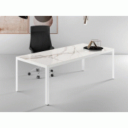 Grand bureau design Hype en céramique blanche ou noire et structure en couleur ou chromé Grand bureau design Hype en céramique blanche ou noire et structure en couleur ou chromé