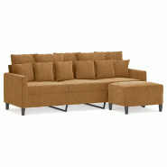 Canapé à 3 places avec repose-pieds Marron 180 cm Velours Modèle Orion Premium - 8721012060814