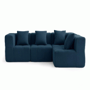 Canapé d'angle modulaire MILYSOFA SOFABULOUS 4 places Tissu fine bouclette Bleu profond - MS-BULOUS-4C-DB