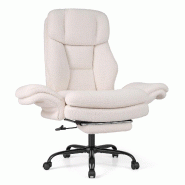 COSTWAY Chaise de bureau avec repose-pieds et accoudoirs réglables 5 directions, Blanc - blanc métal ON33489IT