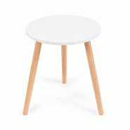COSTWAY Table basse, d'appoint, repas et cuisine, chevet blanc bois, salon, chambre et balcon, 40×40×48 cm - blanc Bois manufacturé TI87988IT