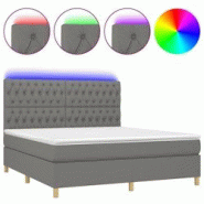 Décoshop26 - Cadre de lit LED avec sommier, tête de lit réglable et matelas 160x200 cm en tissu gris foncé - TDL0208334 Décoshop26 - Cadre de lit LED avec sommier, tête de lit réglable et matelas 160x200 cm en tissu gris foncé - TDL0208334