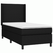 Décoshop26 - Cadre de lit LED avec sommier tête de lit matelas 80x200cm tissu noir TDL0209099 - noir 3001672447763