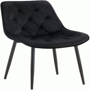 Décoshop26 - Chaise de salle à manger x1 assise et dossier capitonné en velours noir et métal noir 10_0007237 - noir métal 3000266008786