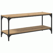 Helloshop26 - Meuble TV rectangulaire rustique grand espace de stockage 100 x 33 x 41 cm en bois chêne artisanal 02_0052700 - Bois massif 30002375493