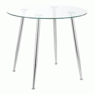 Helloshop26 - Table de salle à manger ronde verre trempé acier 75 x 87 cm transparent chrome 03_0008706 - 3001947747765 Helloshop26 - Table de salle à manger ronde verre trempé acier 75 x 87 cm transparent chrome 03_0008706 - 3001947747765