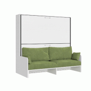 Itamoby Lit double escamotable Kando avec canapé en frêne blanc, vert - vert 8050598059944