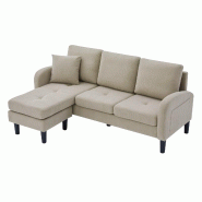 Merax canapé d'angle en L 166 cm avec méridienne flexible, 3 places, velours côtelé, module compact, marron - marron multi-matériau ZR5345E