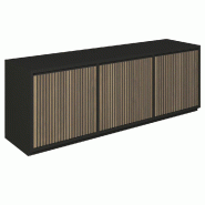 Meuble Vertigo T01 6 tiroirs à l'anglaise MDF noir et olivier 180x47x60 cm