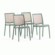 RATTATAN Lot de 4 chaises empilables en polypropylène, pieds antidérapants, ergonomiques, pour salle à manger, jardin, terrasse, bars, restaurants