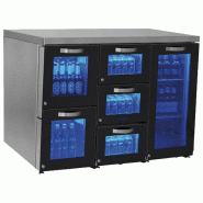 Réfrigérateur bar droite avec 1 porte battante en verre et 5 tiroirs en verre, 120 bouteilles 1380x500x875 mm - VIRTUS - 0615402728102
