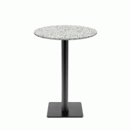 RestooTab - Mange-debout Milan T Ø50cm décor terrazzo white chip - blanc fonte TB-MITFF-R50M-WH.CHI