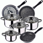 San Ignacio - Batterie de Cuisine 16/18/20/24cm en Acier Inoxydable avec Jeu de Poêles K2 Gransasso 18/20/24cm en Acier Émaillé - multi-matériau P