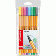STABILO Stylo feutre pointe fine Point 88 - Pochette de 8 stylos-feutres - Couleurs pastel - 88/8-01