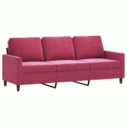 VidaXL Canapé à 3 places Rouge bordeaux 180 cm Velours Modèle Gervelorix - 359213