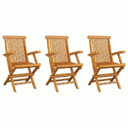VidaXL Chaises De Jardin Lot De 3 Bois De Teck Massif - 312277