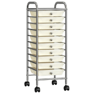 Vidaxl chariot de rangement mobile à 10 tiroirs blanc plastique 320403 Vidaxl chariot de rangement mobile à 10 tiroirs blanc plastique 320403