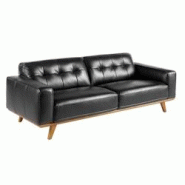 AC ANGEL CERDA Angel Cerdá Canapé 3 places Chester en cuir noir 6031C 227 x 95 x 78 - noir fourrure 8435631002703 AC ANGEL CERDA Angel Cerdá Canapé 3 places Chester en cuir noir 6031C 227 x 95 x 78 - noir fourrure 8435631002703