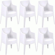 CLP Ensemble de 6 chaises de jardin Bartal Blanc - blanc plastique 327751