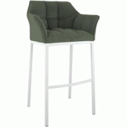 CLP Tabouret de bar Damaso Cord avec piètement à quatre pieds Vert/Blanc - vert métal 326341 CLP Tabouret de bar Damaso Cord avec piètement à quatre pieds Vert/Blanc - vert métal 326341