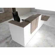 Comptoir d'accueil bi-colore avec PMR Delta et réhausse - Droite, Blanc, Non, 282, Chêne grisé_0
