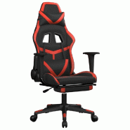Décoshop26 - Fauteuil de bureau chaise gaming sur roulettes avec repose-pieds en PVC noir et rouge DEC025791 - rouge 3000255455775